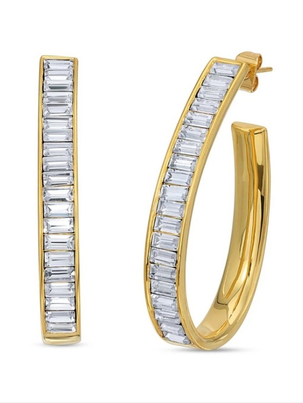 Karli Buxton Gold Baquette Hoops Large 2 Inch